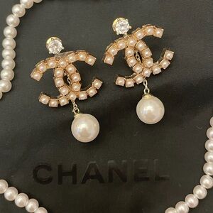 Chanel Gold and Cream Pearl Earrings